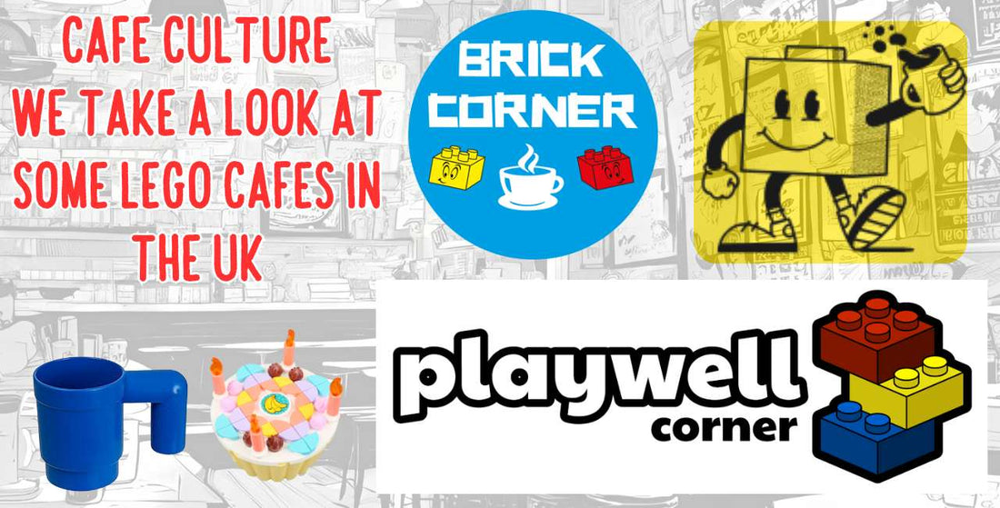 logos of 3 LEGO cafes in the UK