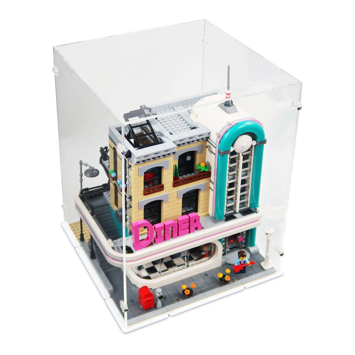 Downtown Diner Display Case for LEGO 10260