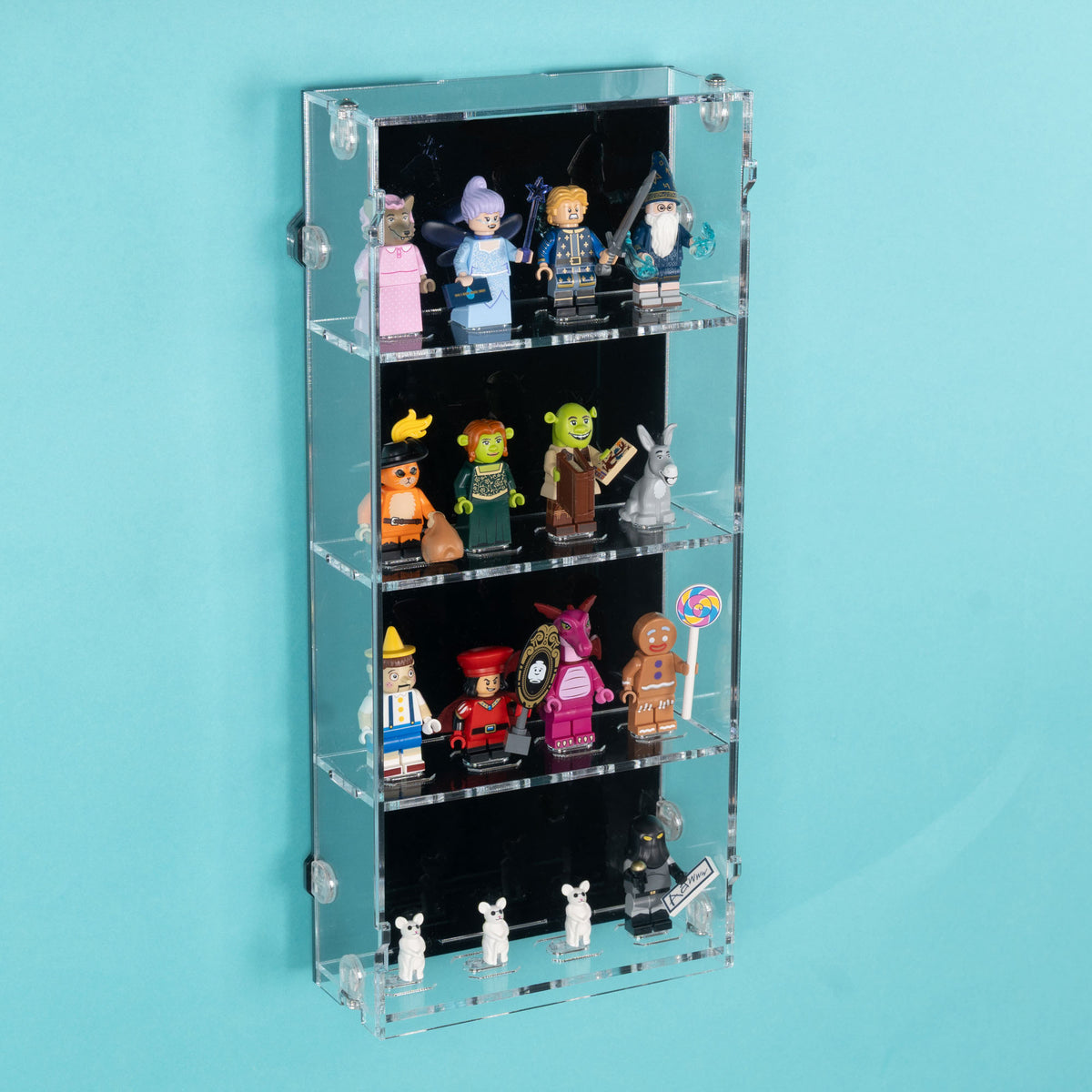 2in1 Desk and Wall 16 LEGO Minifigure Display Case (4x4)