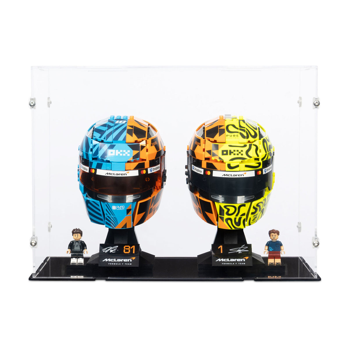 2x LEGO F1 Helmets Display Case