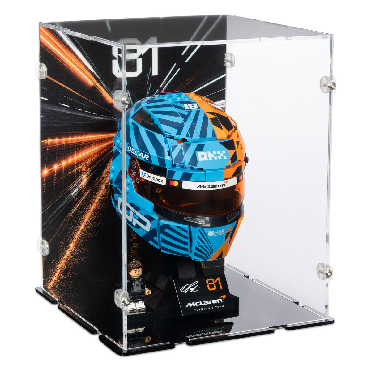 McLaren Mastercard F1 Team Oscar Piastri Helmet Display Case for LEGO 43017