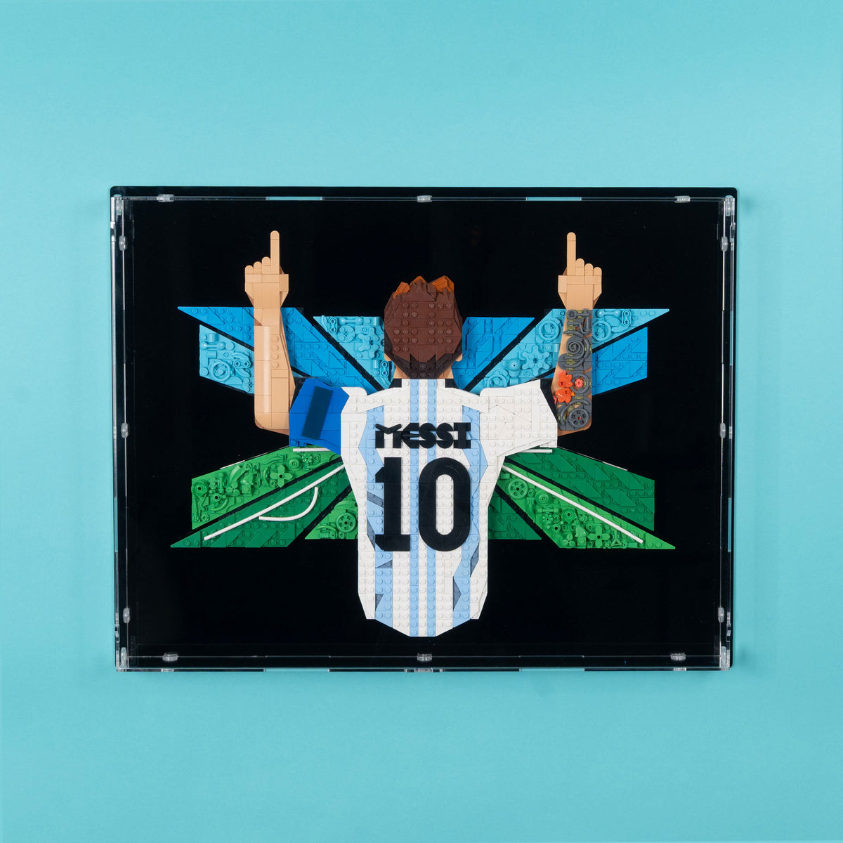 Lionel Messi Celebration Wall Mounted Display Case for LEGO 43018