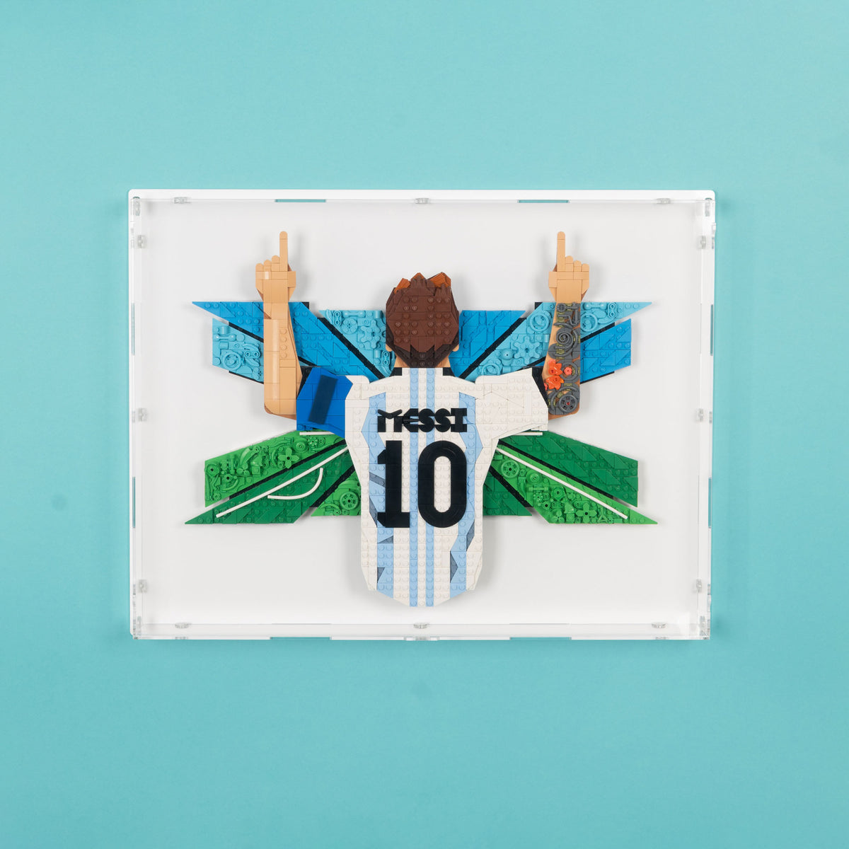 Lionel Messi Celebration Wall Mounted Display Case for LEGO 43018
