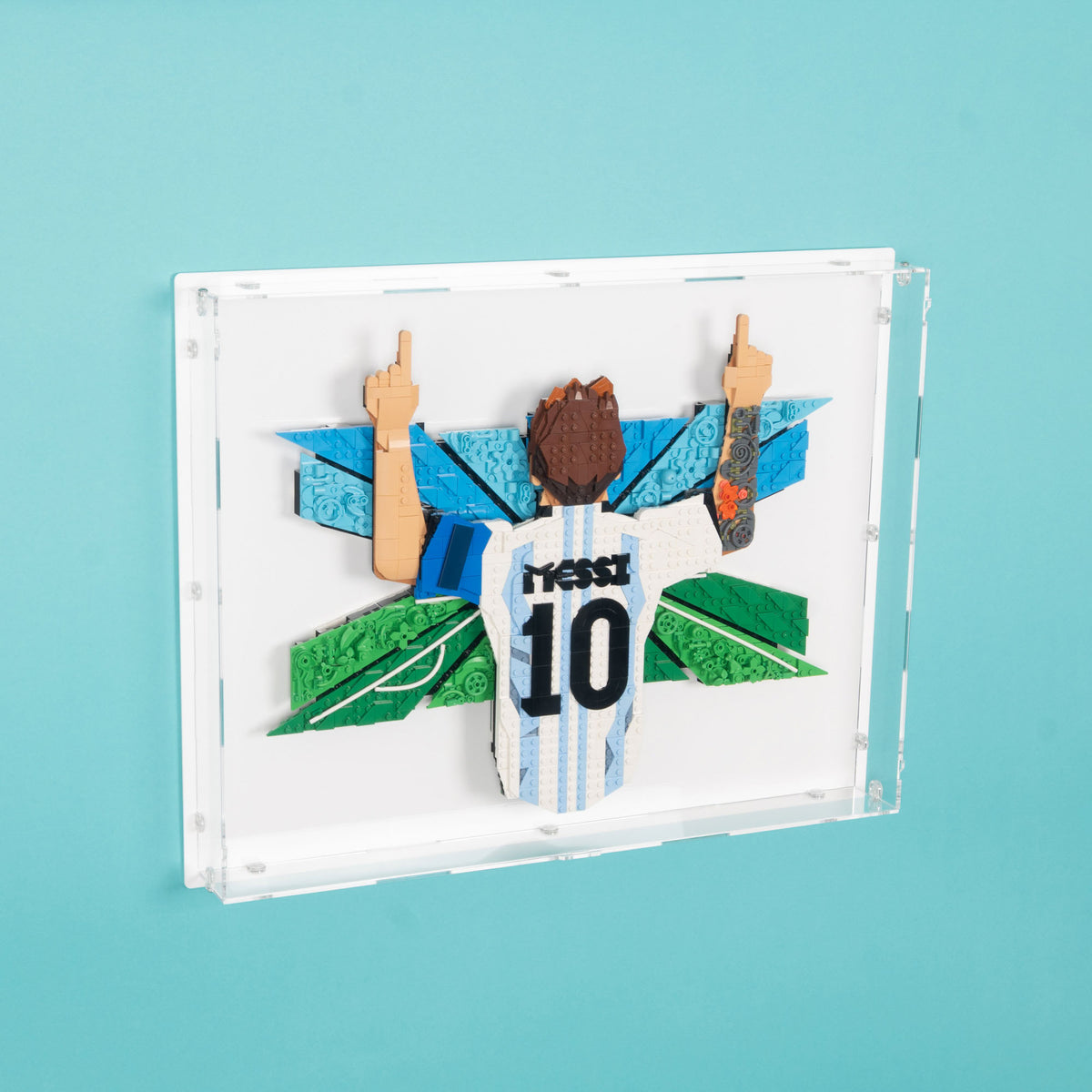 Lionel Messi Celebration Wall Mounted Display Case for LEGO 43018