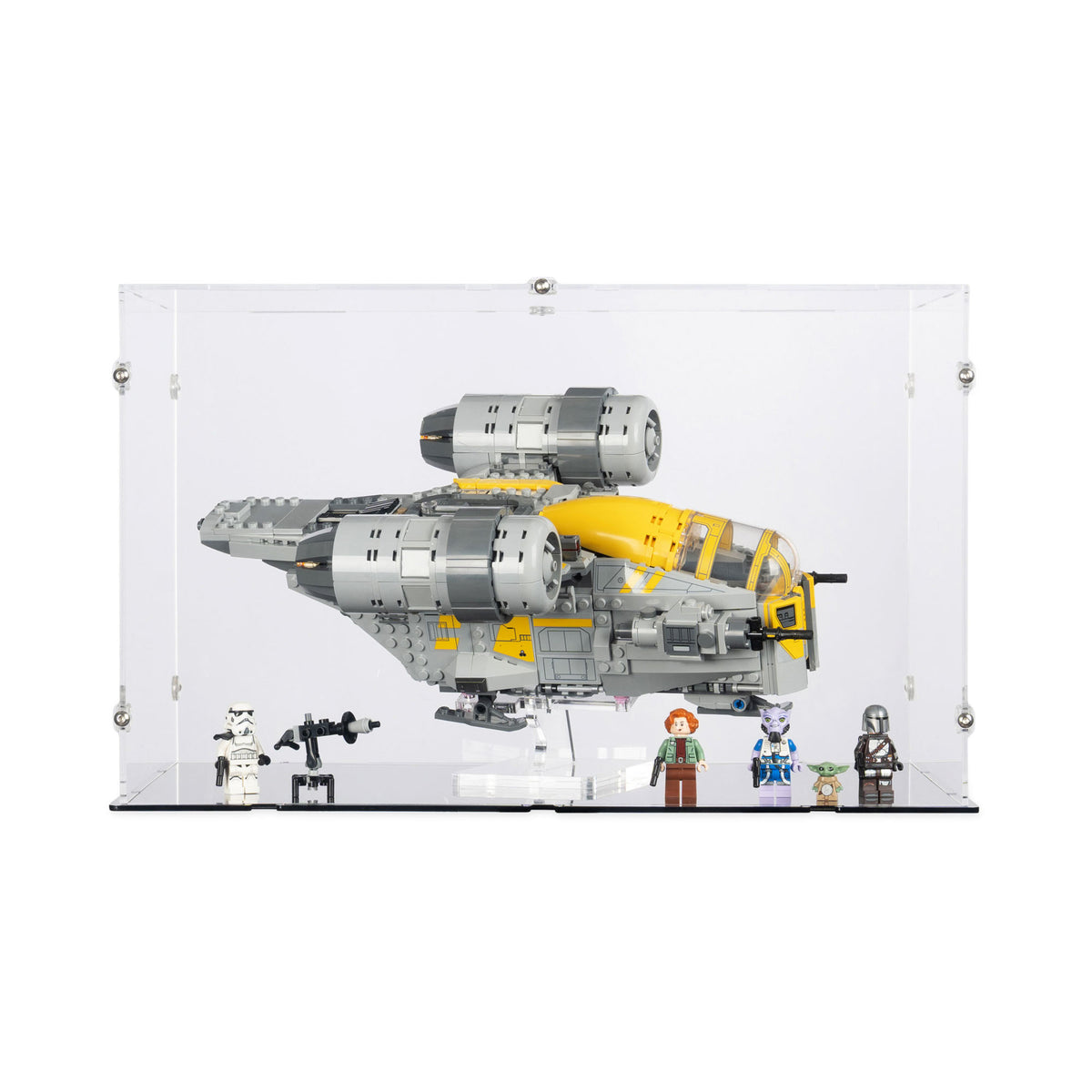 The Razor Crest XL Display Case & Stand for LEGO 75447