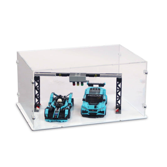 Formula E Panasonic Jaguar Racing GEN2 car & Jaguar I-PACE eTROPHY Display Case for LEGO 76898