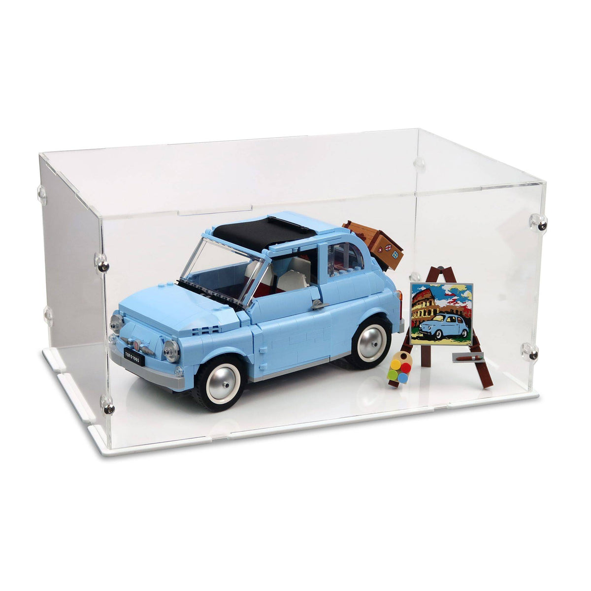 Blue Fiat 500 Display Case for LEGO 77942