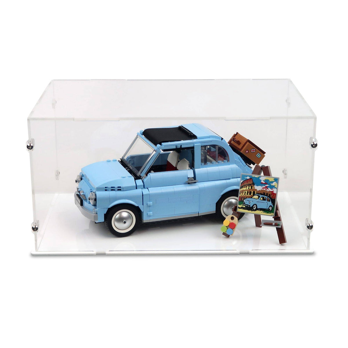 Blue Fiat 500 Display Case for LEGO 77942