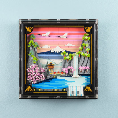 Japanese Cherry Blossom Landscape Wall Mounted Display Case for LEGO 31218