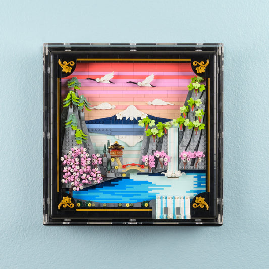 Japanese Cherry Blossom Landscape Wall Mounted Display Case for LEGO 31218