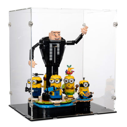 Brick-Built Gru and Minions Display Case for LEGO 75582