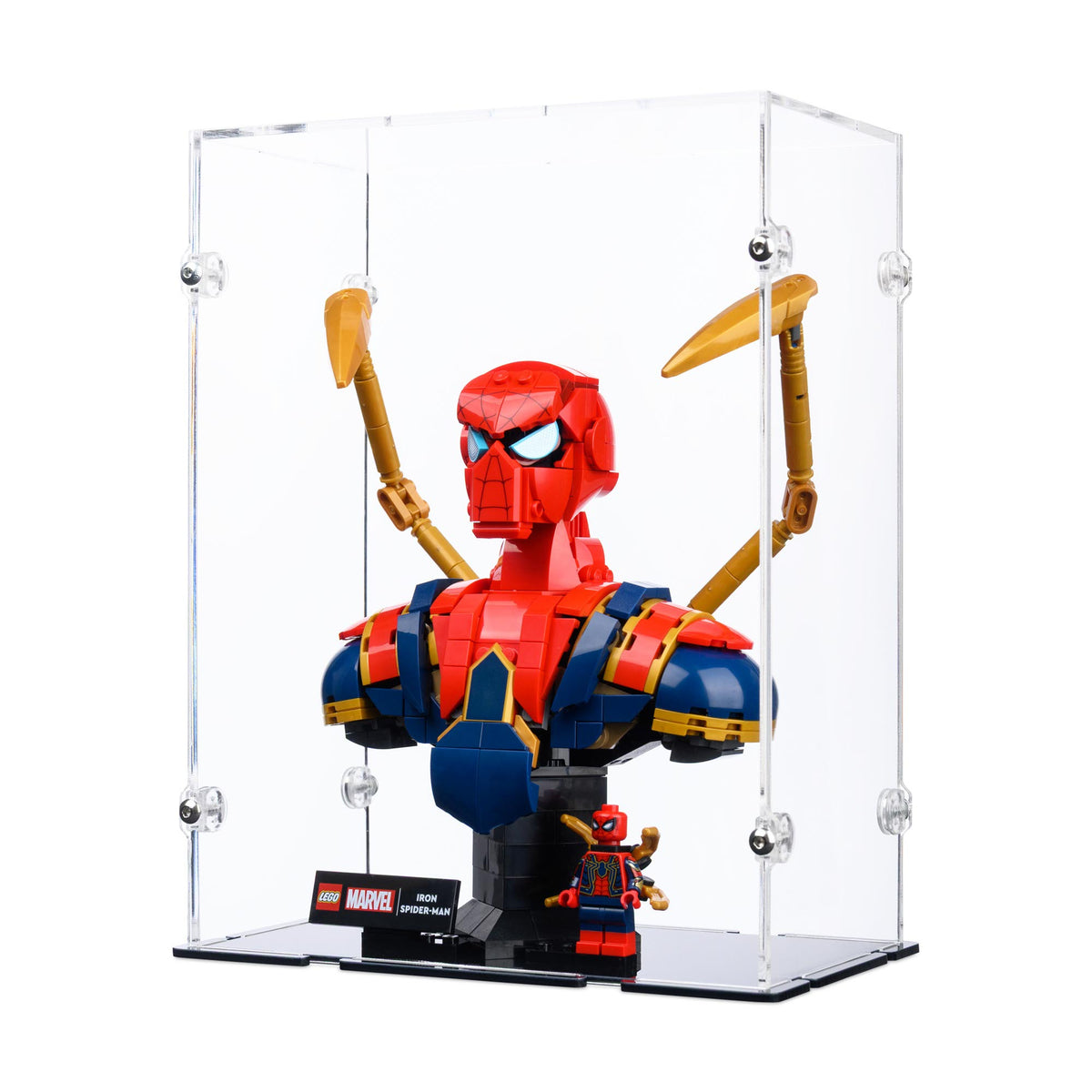 Iron Spider-Man Bust Display Case for LEGO 76326