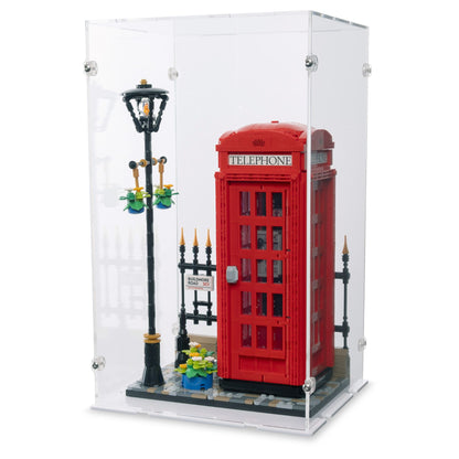 Red London Telephone Box Display Case for LEGO 21347