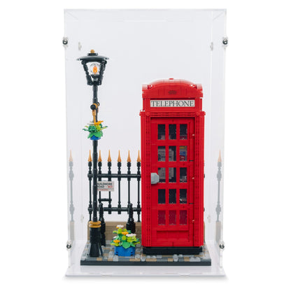 Red London Telephone Box Display Case for LEGO 21347