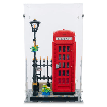 Red London Telephone Box Display Case for LEGO 21347