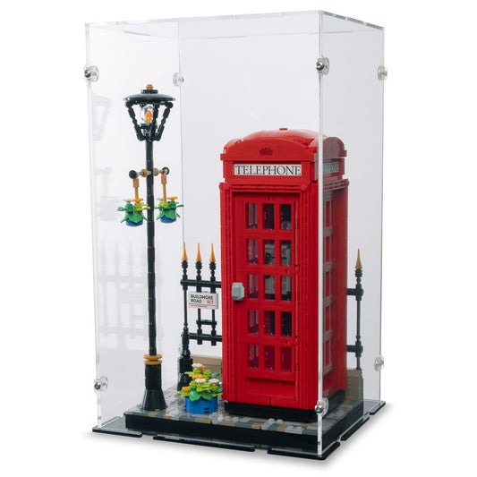 Red London Telephone Box Display Case for LEGO 21347