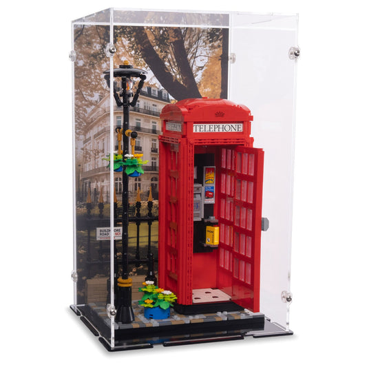 Red London Telephone Box Display Case for LEGO 21347