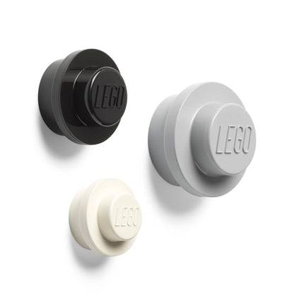 LEGO Wall Hangers Set Of 3 Studs - Grey, Black, White