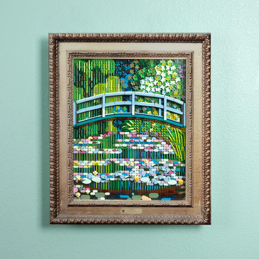 Special Edition Claude Monet Bridge over a Pond of Water Lilies Wall Mounted Display Case for LEGO 31220