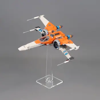 angled 24cm high clear stand for lego 75273 poe x-wing