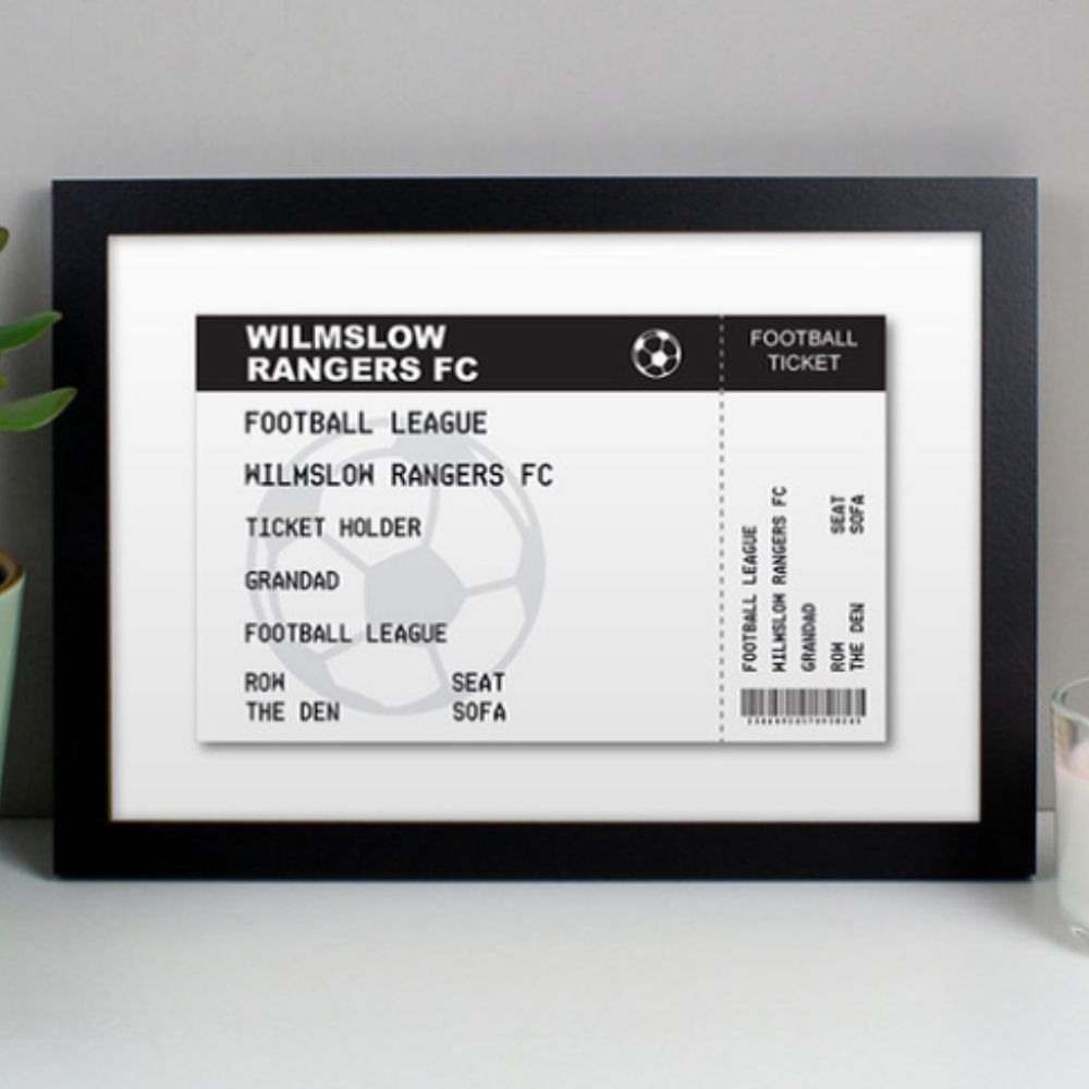 Personalised Framed Football Ticket A4 Size