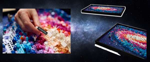 close up pictures of the LEGO Milky Way showing the 3d aspect