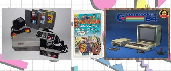 picture of NES, Commodore 64 and Archie comic