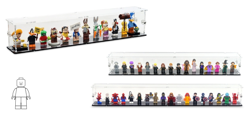 LEGO Minifigures Display Cases can accommodate groups of 12, 16 or 18 figures