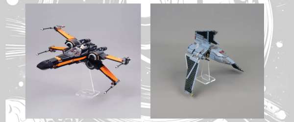 LEGO Star Wars vehicles on 12cm acrylic display stands
