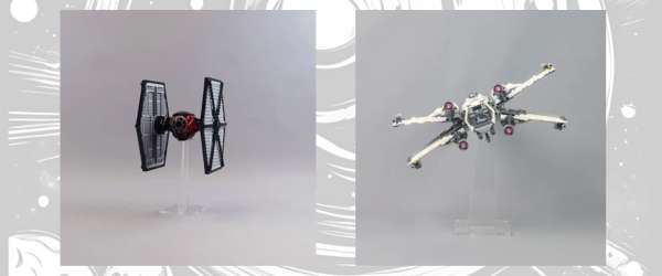 LEGO Star Wars vehicles on 18cm acrylic display stands