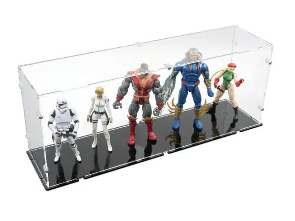 acrylic display case with 6 inch figures displayed inside