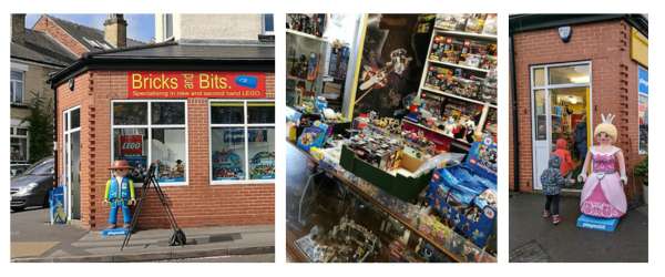 Bricks and Bits shop front and LEGO sets
