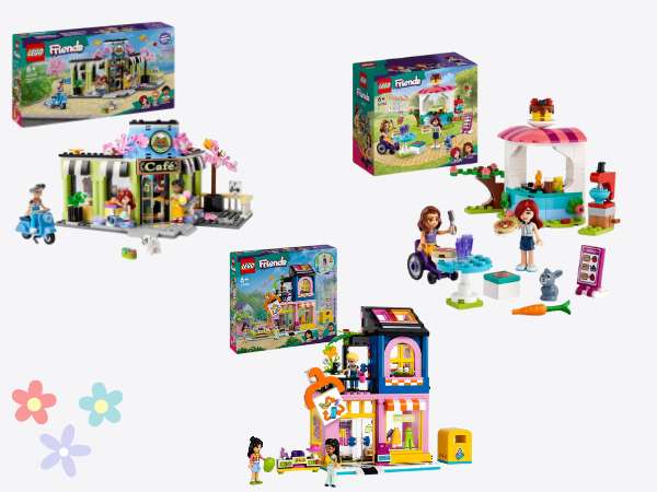 Three LEGO Friends shop sets