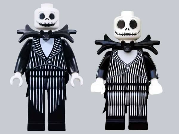 comparison of LEGO Jack Skellington Minifigures