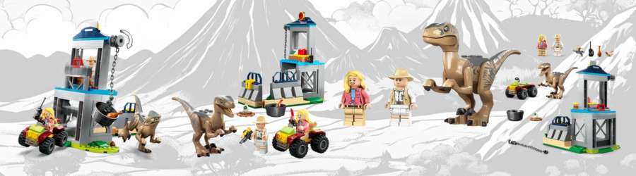 LEGO Jurassic world set with jeep and Velociraptor