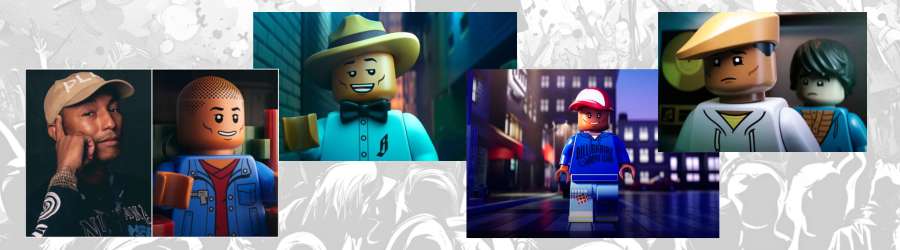 Pharrell Williams in various LEGO styles