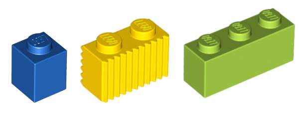 Three LEGO Bricks of different sizes