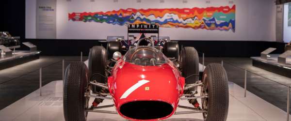 old F1 car on display in an exhibition