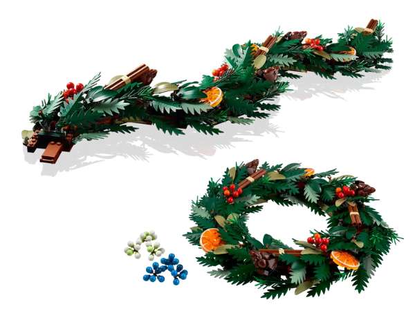 LEGO 10340 as wreath and garland