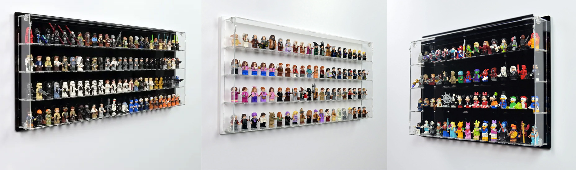 Wall-mounted LEGO Minifigure displays