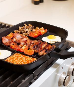 Frying Pan With Divider for Full Breakfast