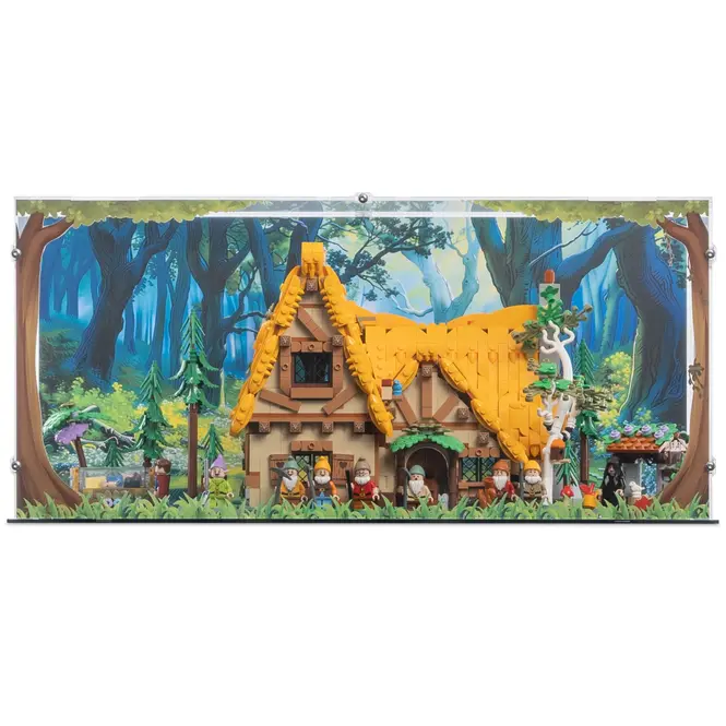 wood theme display case for lego snow white seven dwarfs cottage set